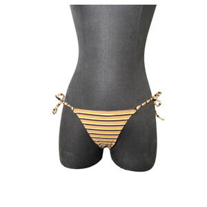 NWOT AERIE Bikini Bottom Orange Striped String Tie Cheeky CUTE! SIZE XS